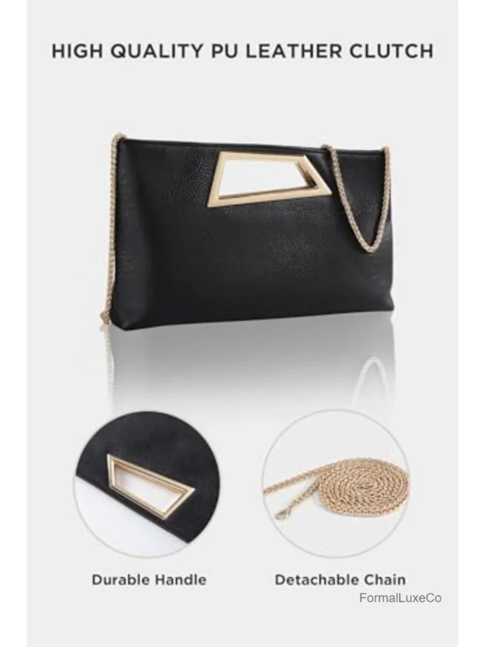 Clutch Purse for Women - PU Leather Glitter Fashion Handbag for Evening Party
